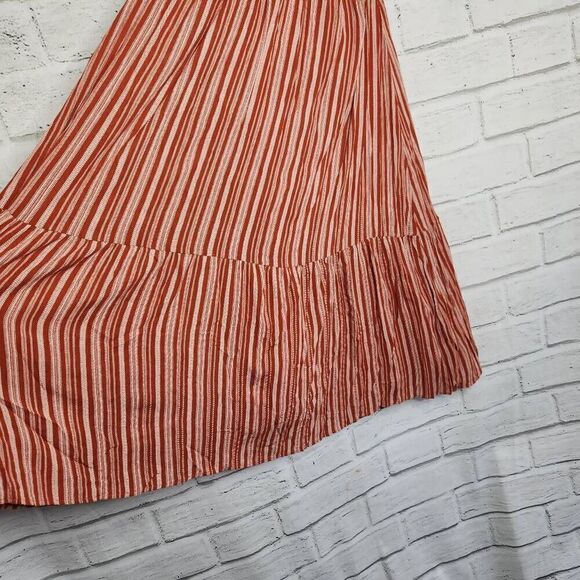 Lulus Womens Rust Striped Rayon Open Back Cutout Maxi Dress Size Medium - Picture 6 of 16